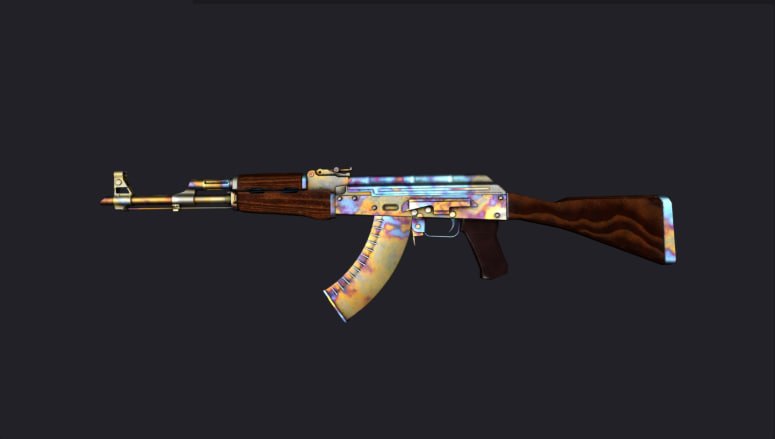 Илл. 29. AK-47 | Поверхностная закалка / Case Hardened, золотой или мало синий паттерн